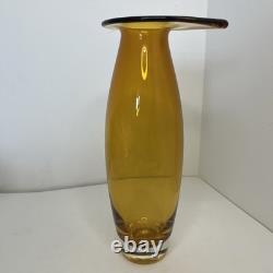 Vase en verre artistique des années 1980 ambre rétro orange haute forme inhabituelle 29 cm très rare