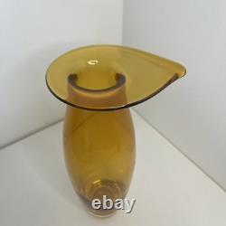 Vase en verre artistique des années 1980 ambre rétro orange haute forme inhabituelle 29 cm très rare