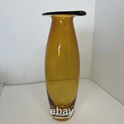 Vase en verre artistique des années 1980 ambre rétro orange haute forme inhabituelle 29 cm très rare