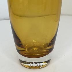Vase en verre artistique des années 1980 ambre rétro orange haute forme inhabituelle 29 cm très rare