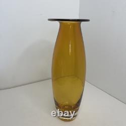 Vase en verre artistique des années 1980 ambre rétro orange haute forme inhabituelle 29 cm très rare