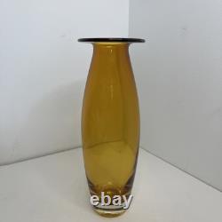 Vase en verre artistique des années 1980 ambre rétro orange haute forme inhabituelle 29 cm très rare