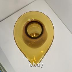 Vase en verre artistique des années 1980 ambre rétro orange haute forme inhabituelle 29 cm très rare