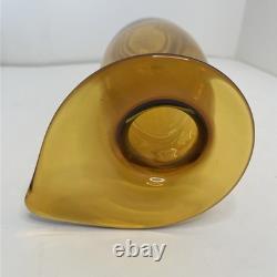 Vase en verre artistique des années 1980 ambre rétro orange haute forme inhabituelle 29 cm très rare