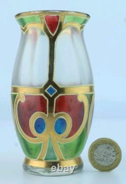 Vase en verre artistique doré et peint de Lobmeyr (Vienne)