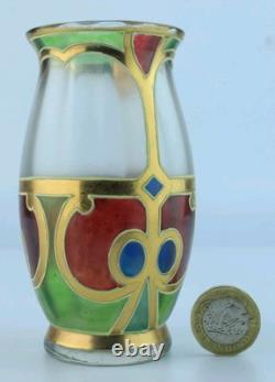 Vase en verre artistique doré et peint de Lobmeyr (Vienne)