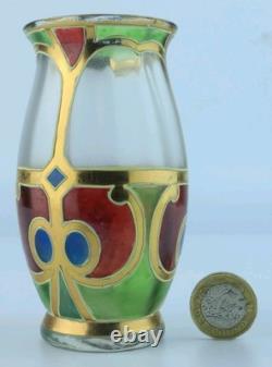 Vase en verre artistique doré et peint de Lobmeyr (Vienne)