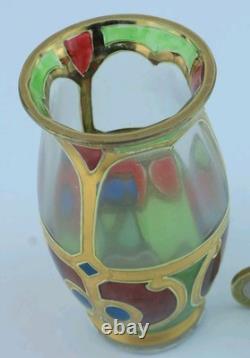 Vase en verre artistique doré et peint de Lobmeyr (Vienne)