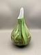 Vase En Verre Artistique En Forme De Goutte D'eau Vert En Baril Ultra Rare Signé De QualitÉ Lourde