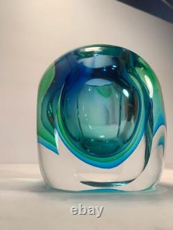 Vase en verre artistique facetté, turquoise, vert, magasin de département Macy's