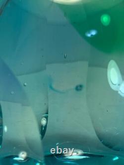 Vase en verre artistique facetté, turquoise, vert, magasin de département Macy's