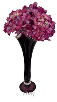 Vase en verre artistique fait main VTG 22 Cristalli Di Michelangelo violet améthyste années 1960