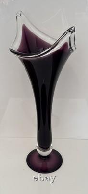 Vase en verre artistique fait main VTG 22 Cristalli Di Michelangelo violet améthyste années 1960