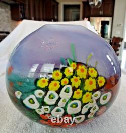 Vase en verre artistique fleuri murrini millefiori de la série de paysages de Shawn Messenger 2008