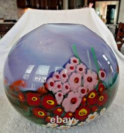 Vase en verre artistique fleuri murrini millefiori de la série de paysages de Shawn Messenger 2008