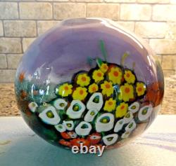 Vase en verre artistique fleuri murrini millefiori de la série de paysages de Shawn Messenger 2008