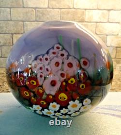 Vase en verre artistique fleuri murrini millefiori de la série de paysages de Shawn Messenger 2008