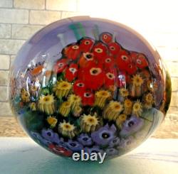 Vase en verre artistique fleuri murrini millefiori de la série de paysages de Shawn Messenger 2008