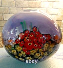 Vase en verre artistique fleuri murrini millefiori de la série de paysages de Shawn Messenger 2008