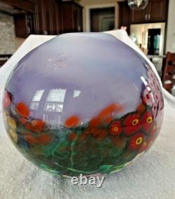 Vase en verre artistique fleuri murrini millefiori de la série de paysages de Shawn Messenger 2008