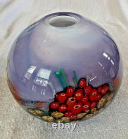 Vase en verre artistique fleuri murrini millefiori de la série de paysages de Shawn Messenger 2008