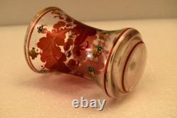 Vase en verre artistique floral peint à la main bohème vintage, 4,5' de haut, clair, émail décoratif Vase en verre artistique floral peint à la main bohème vintage, 4,5' de haut, clair, émail décoratif