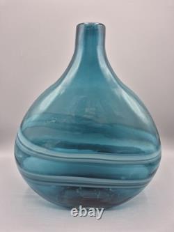 Vase en verre artistique grand en tourbillon bleu aqua
