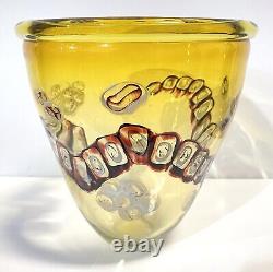 Vase en verre artistique grand modèle Gary Beecham vintage 1979