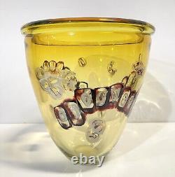 Vase en verre artistique grand modèle Gary Beecham vintage 1979