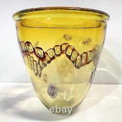 Vase en verre artistique grand modèle Gary Beecham vintage 1979