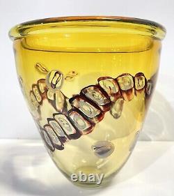 Vase en verre artistique grand modèle Gary Beecham vintage 1979