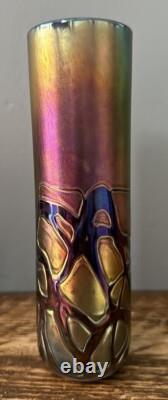 Vase en verre artistique iridescent en verre soufflé de Malte phénicienne