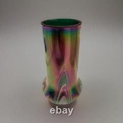 Vase en verre artistique irisé à plumes tirées Rindskopf, vers 1900
