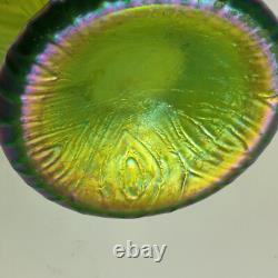 Vase en verre artistique irisé austro-bohémien de 22 cm de large avec grenouille