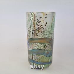 Vase en verre artistique irisé d'okra avec perroquets Richard Golding Édition limitée 4/25