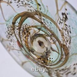 Vase en verre artistique irisé d'okra avec perroquets Richard Golding Édition limitée 4/25