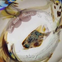 Vase en verre artistique irisé d'okra avec perroquets Richard Golding Édition limitée 4/25