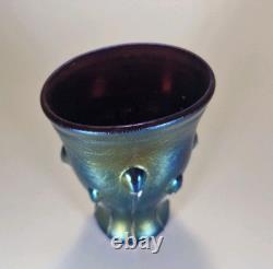 Vase en verre artistique irisé signé Vaclav Stepanek avec tiges et têtards rares