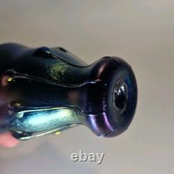 Vase en verre artistique irisé signé Vaclav Stepanek avec tiges et têtards rares