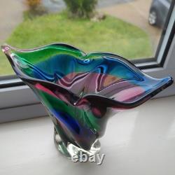 Vase en verre artistique japonais vintage par Iwatsu Hineri Glassworks, moderne du milieu du siècle