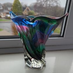 Vase en verre artistique japonais vintage par Iwatsu Hineri Glassworks, moderne du milieu du siècle