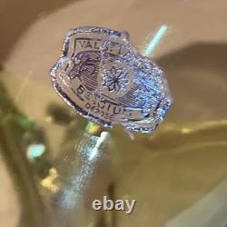 Vase en verre artistique lourd Art Déco Val St Lambert en verre tordu vert SIGNÉ