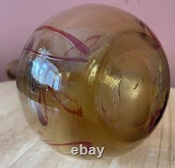 Vase en verre artistique maltais rare avec des tourbillons rouges et ambres, grand modèle de 41 cm