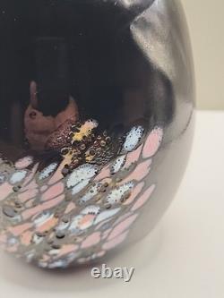 Vase en verre artistique norvégien Hallingglass Odd Ingar Karlengen 1988 signé avec autocollant