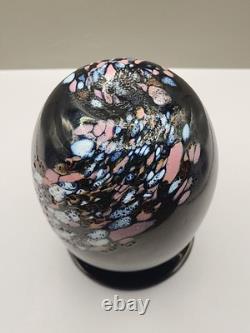 Vase en verre artistique norvégien Hallingglass Odd Ingar Karlengen 1988 signé avec autocollant