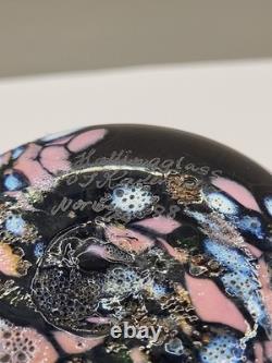 Vase en verre artistique norvégien Hallingglass Odd Ingar Karlengen 1988 signé avec autocollant