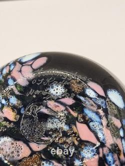 Vase en verre artistique norvégien Hallingglass Odd Ingar Karlengen 1988 signé avec autocollant