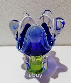 Vase en verre artistique par Josef Hospodka pour les verreries de Chribska 1960 (k33)
