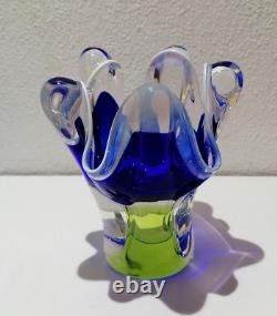 Vase en verre artistique par Josef Hospodka pour les verreries de Chribska 1960 (k33)