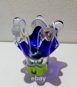 Vase en verre artistique par Josef Hospodka pour les verreries de Chribska 1960 (k33)